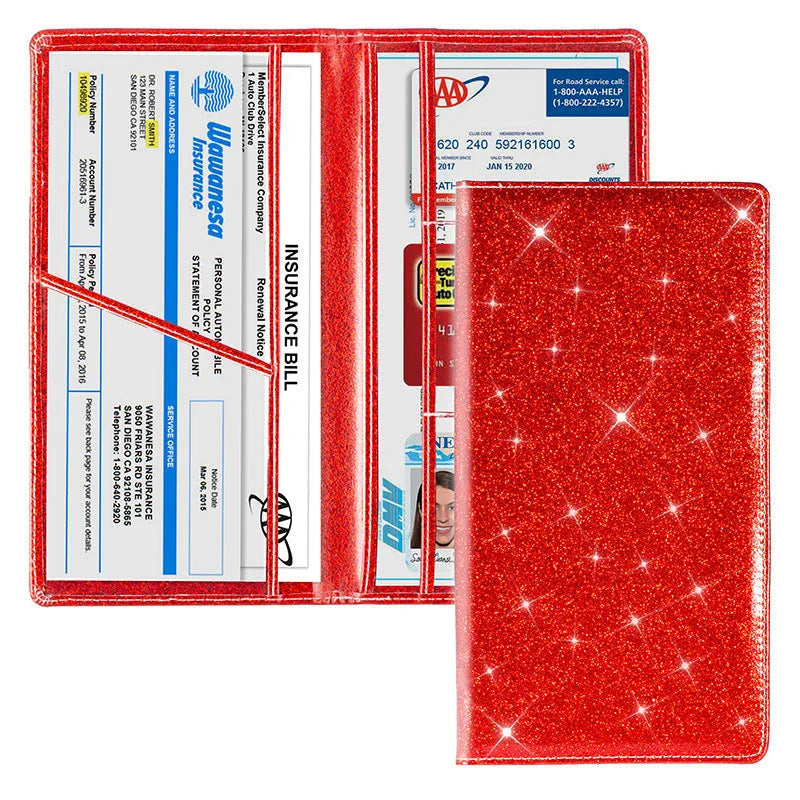 PU leather car document wallet for insurance and registration papers in black colour.