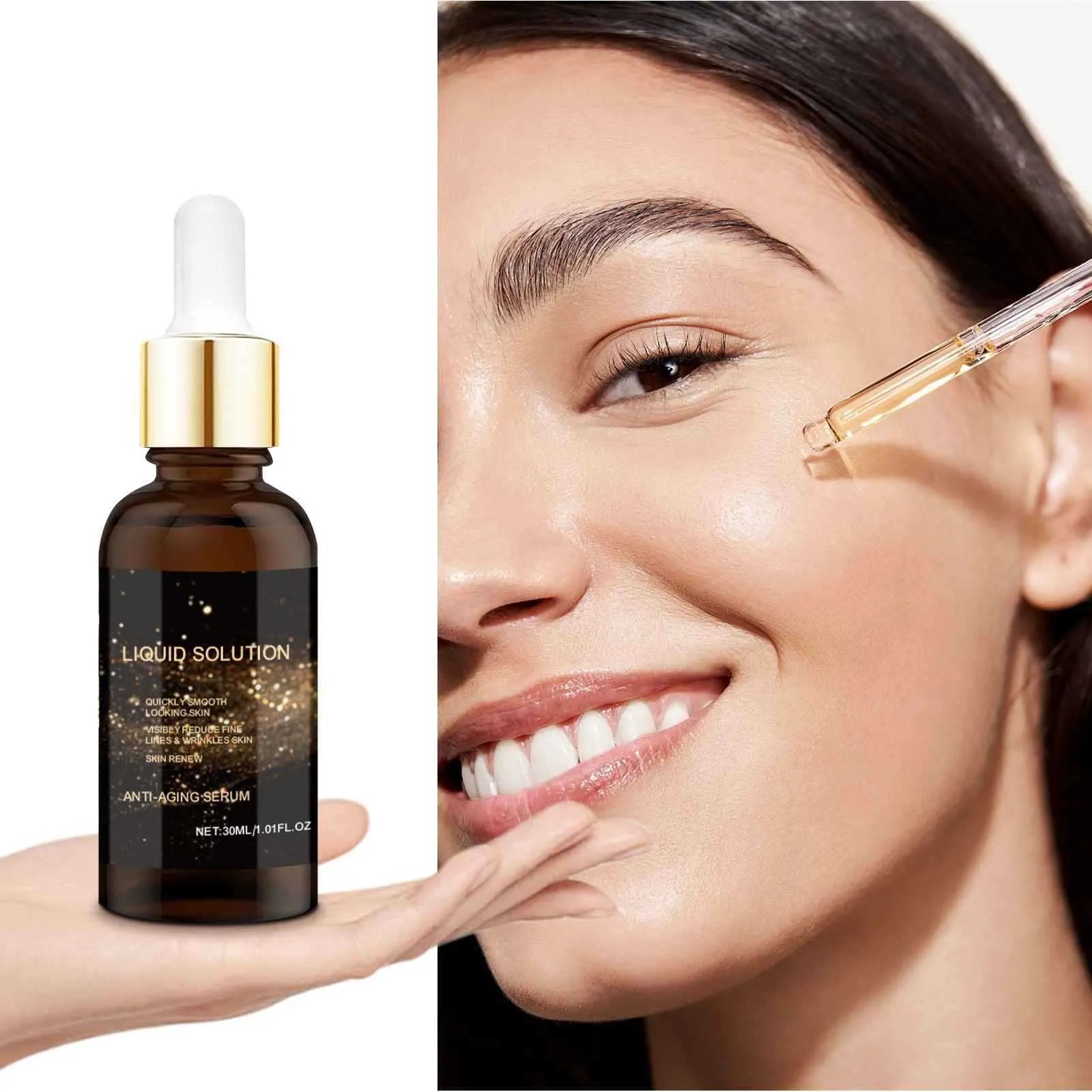 30 ml facial moisturising solution bottle with hyaluronic acid for delicate skin care