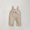 Baby bib pants and striped long sleeve top set in cotton, sizes 66cm to 100cm, with car embroidery.