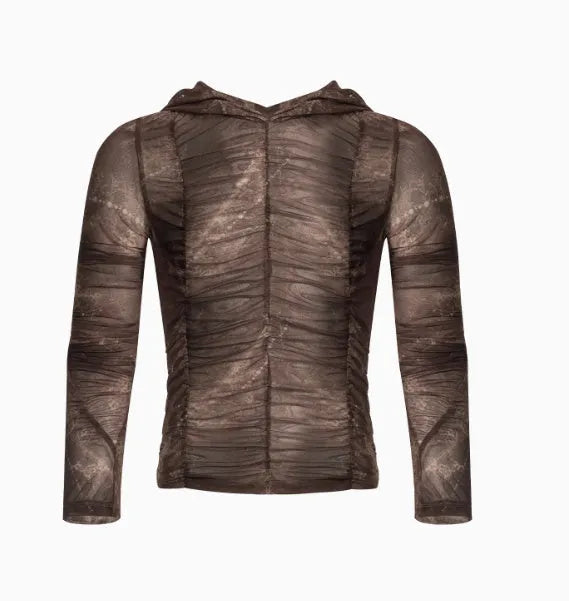Boys lightweight ice silk bottoming shirt in picture colour with printing pleating design
