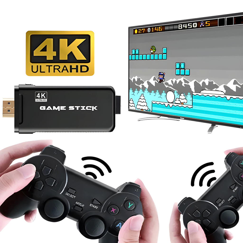 Wireless game console with two controllers and HDMI cable for TV gaming 32GB storage