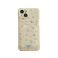 Small broken flower TPU phone case with card holder for iPhone in pink full screen pattern
