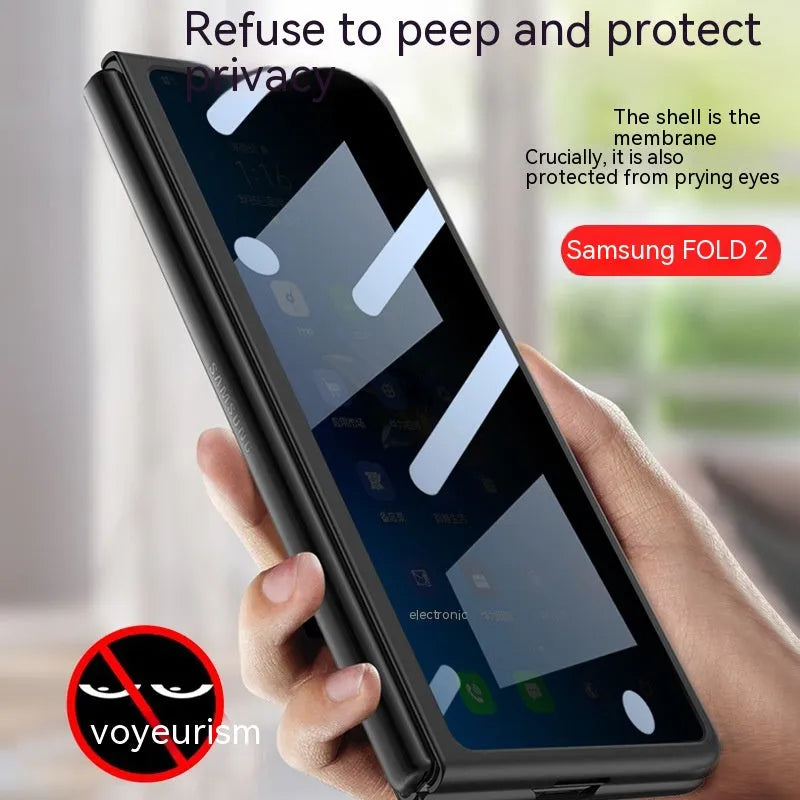Samsung Galaxy Z Fold2 anti-peep PC hard back cover phone case in Misty Gold, Cool Black or Full Transparent