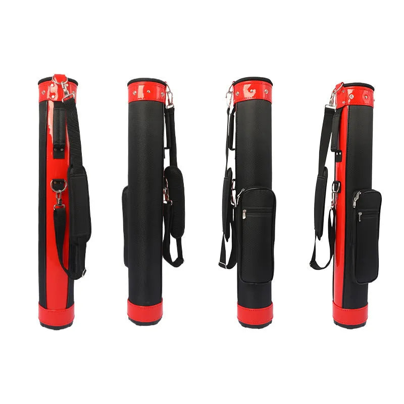 Large capacity leather golf bag in yellow and red for golf club storage