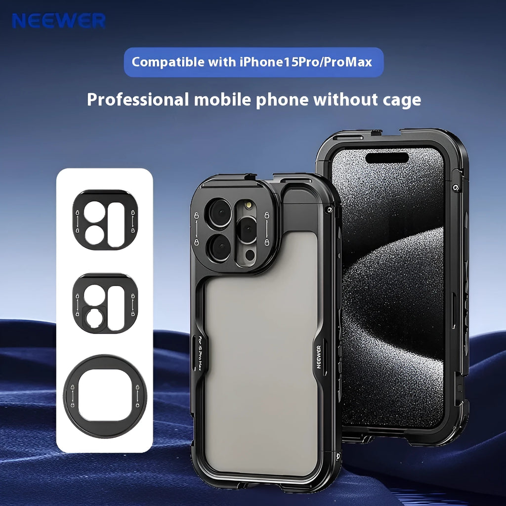 Aluminium alloy metal lens filter expansion box for iPhone 15 Pro and Pro Max with 67mm filter adapter and cold shoe mount