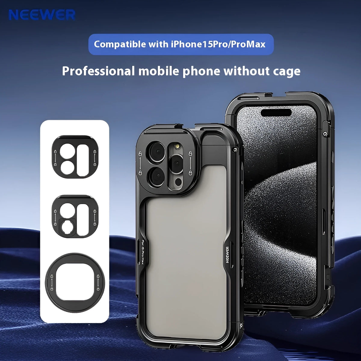 Aluminium alloy metal lens filter expansion box for iPhone 15 Pro and Pro Max with 67mm filter adapter and cold shoe mount