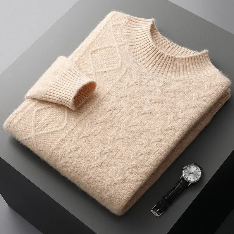 Loose wool pullover knitwear top in Brown Red, Mist Blue, Raw Velvet Beige and Raw Velvet Camel, long sleeve, sizes S-XXXL