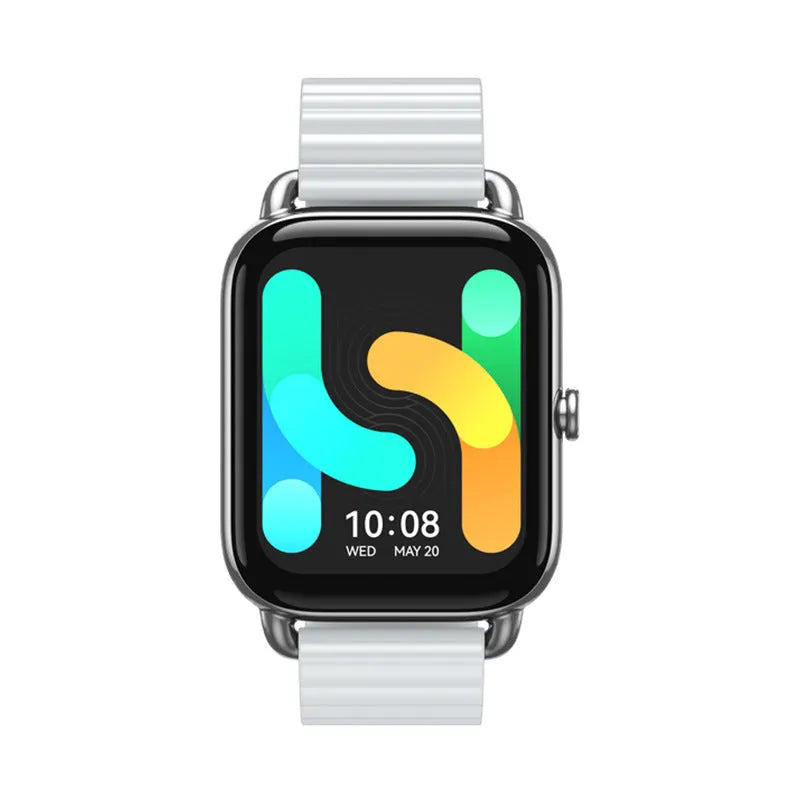 S4PLUS LS11 smartwatch in black on wrist showing workout stats on AMOLED screen
