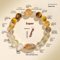 Women's natural crystal bracelet with string bead design in black and gold Duobao style