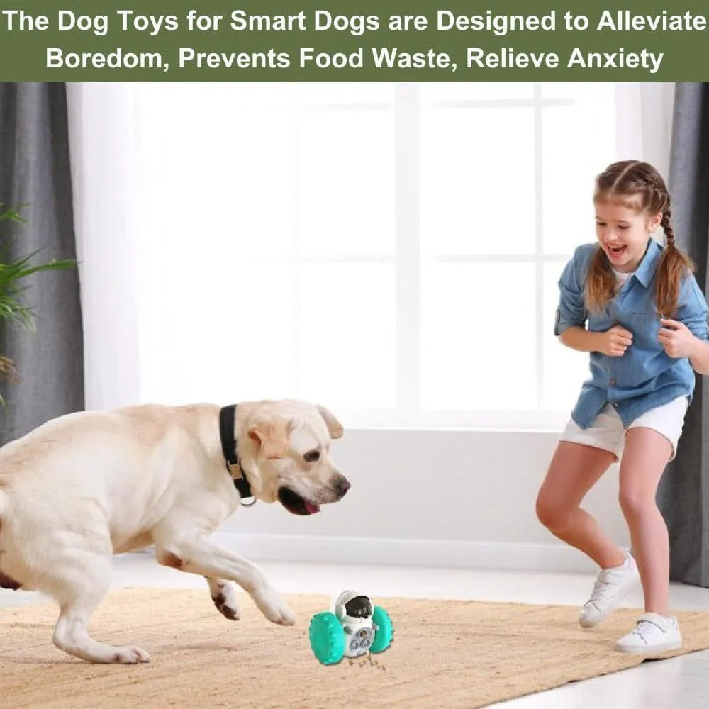 Robot design self-balancing dog and cat treat dispenser puzzle toy in assorted colours