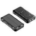 Industrial style 20000mAh solar power bank with LED flashlight black ABS plastic shell