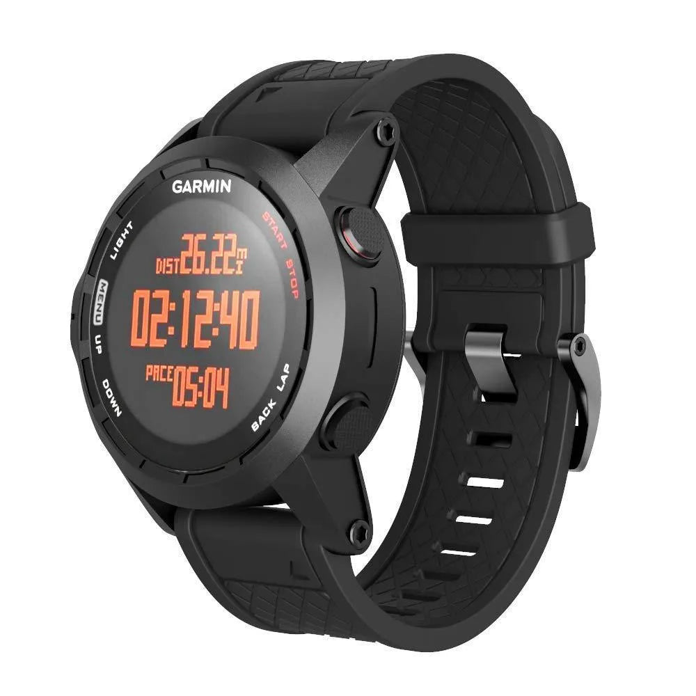 Black silicone watch strap with stainless steel buckle for Jiaming watches, 26mm width