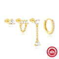 S925 sterling silver clover petal earrings with geometric design and electroplated gold finish
