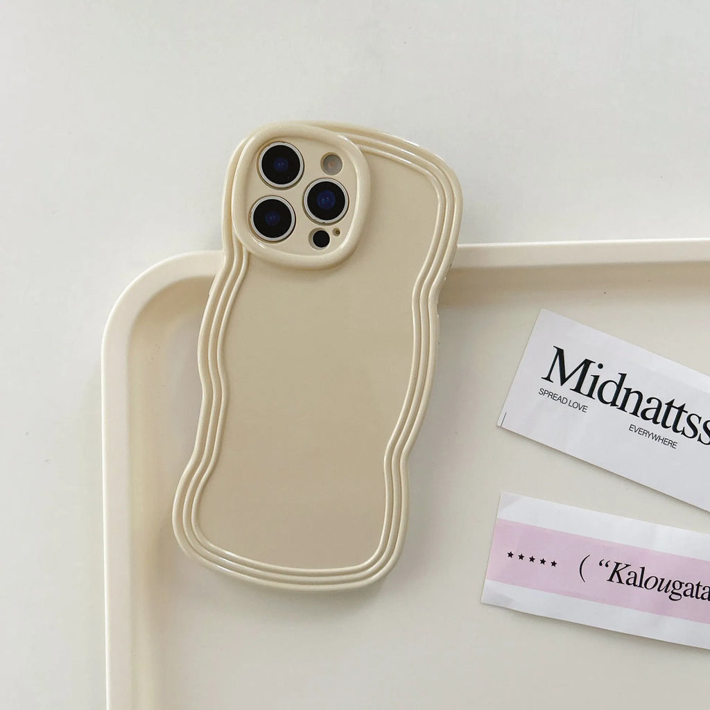 Wave pattern soft TPU iPhone case in cream candy colour options