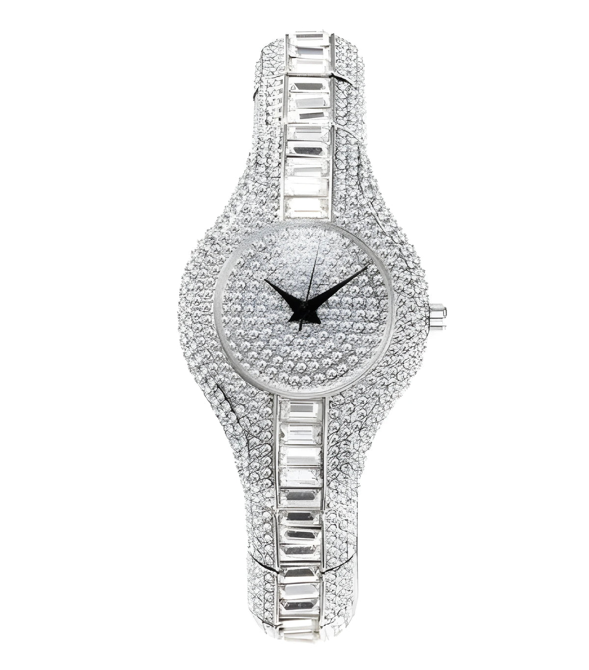 Gold ladies' quartz watch with diamond and colourful stone decoration, round alloy case, alloy strap, and mineral strengthened glass mirror