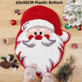 Square Christmas-themed hallway mat with festive pattern on polyester fabric, showing non-slip dot backing.