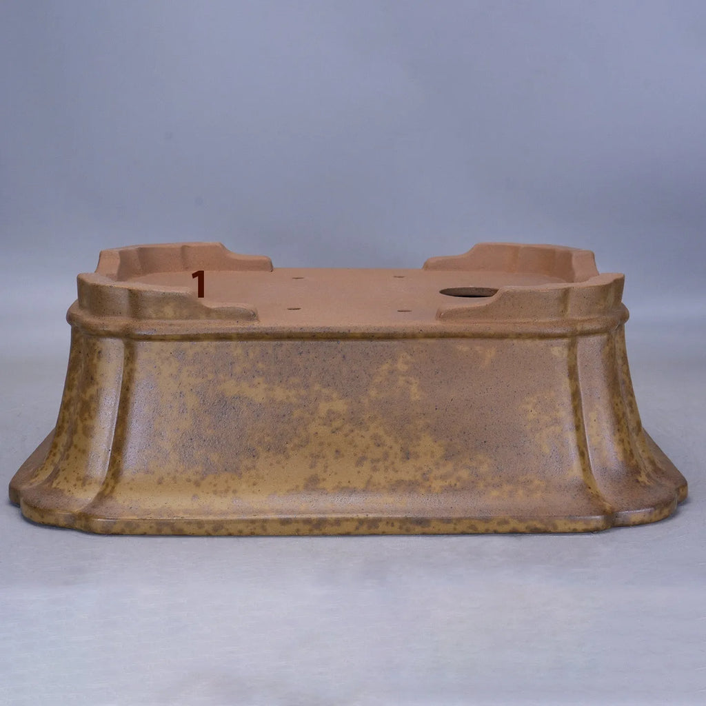 Large rectangular purple sand flowerpot with a double pumping angle design, shown on a floor.