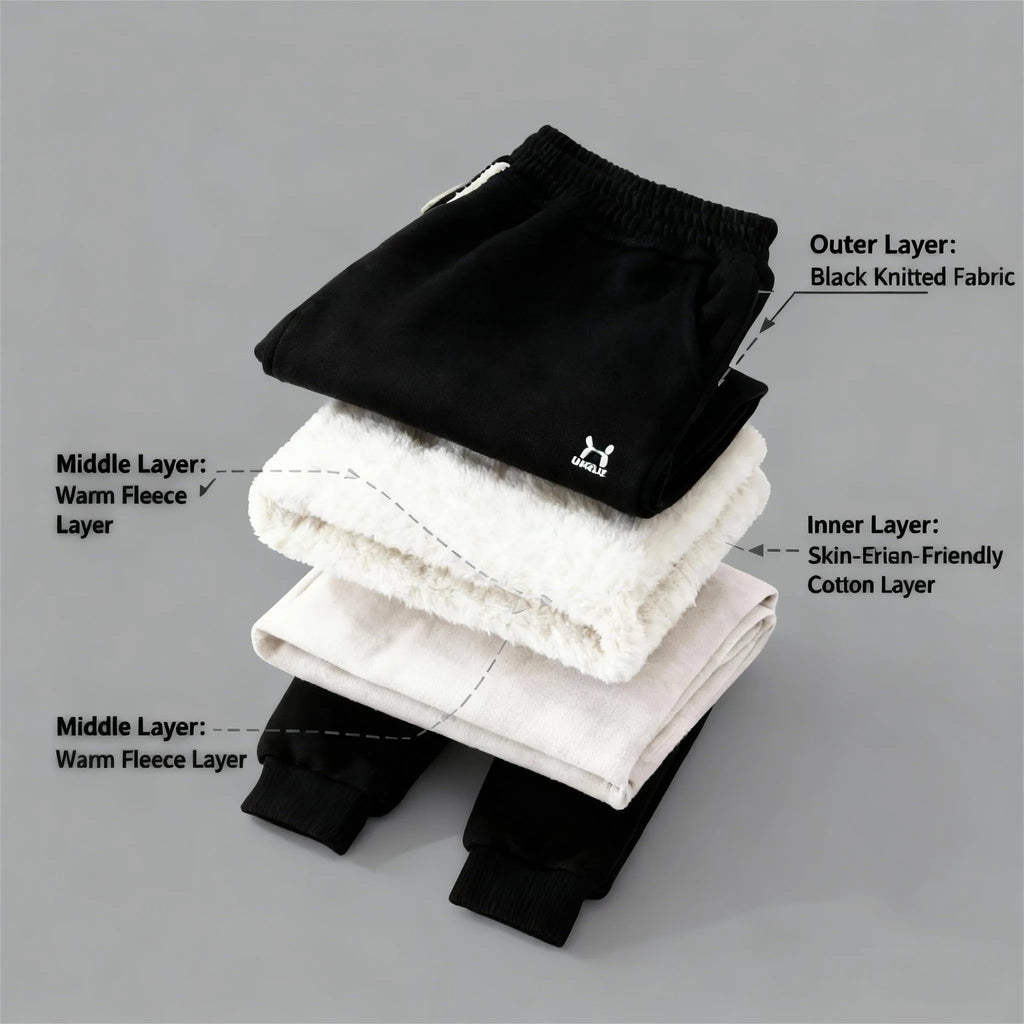 Children's trousers with drawstring waist and ribbed hem, sizes 22-26, black or blue, 96% polyester 4% spandex