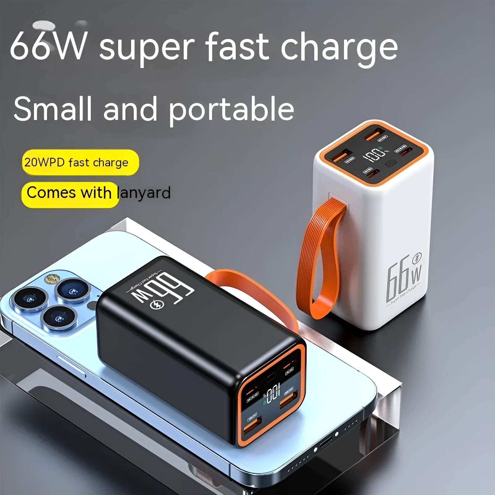 PD66W fast charge 20000MA mobile power supply in black or white colour