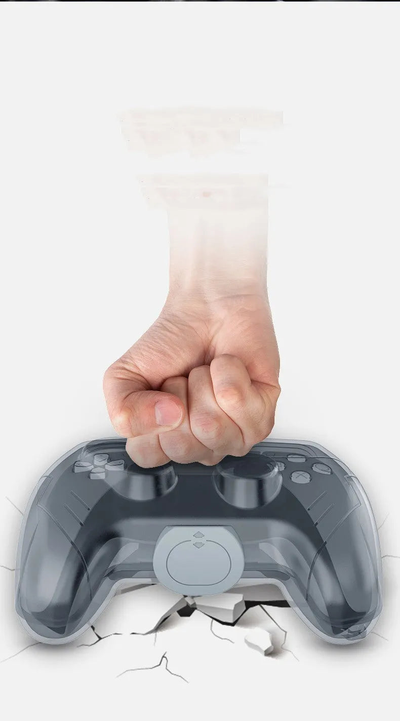 Transparent grey plastic game controller protection box showing hard shell construction