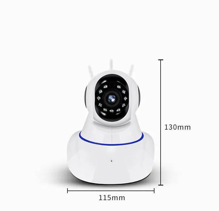 White dome-shaped wireless security camera for indoor and outdoor HD surveillance.
