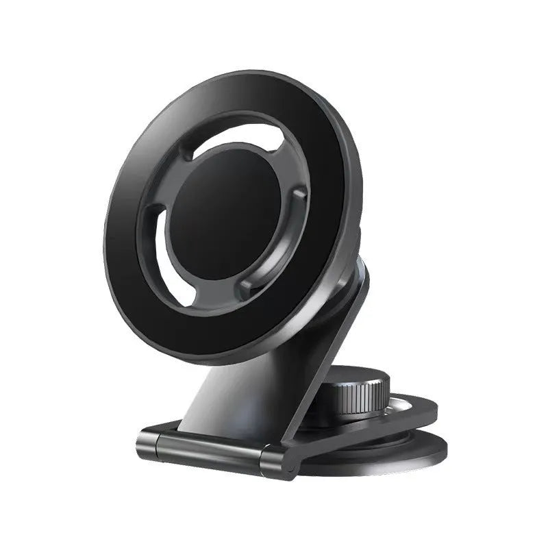 Aluminium alloy magnetic car phone holder in titanium grey for dashboard mounting with 360° rotation
