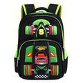 Boys trolley school bag with three dimensional car design, polyester nylon, 43x34x18cm, blue green red