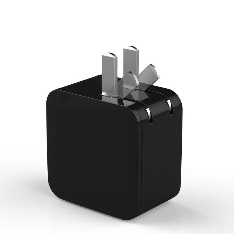 5V 2.4A dual USB travel charger with digital display in black, white, or red.
