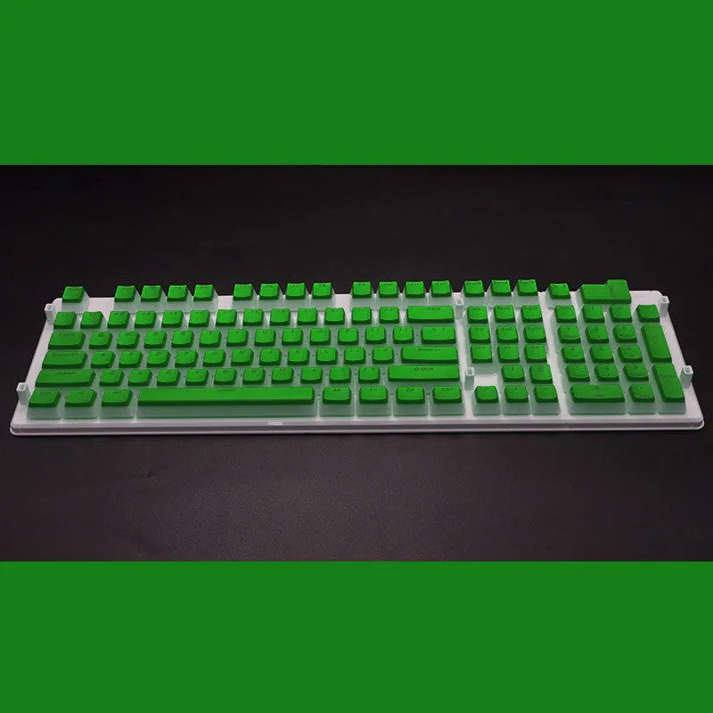 108 key double skin pudding cream PBT translucent mechanical keyboard keycap set showing RGB backlight enhancement