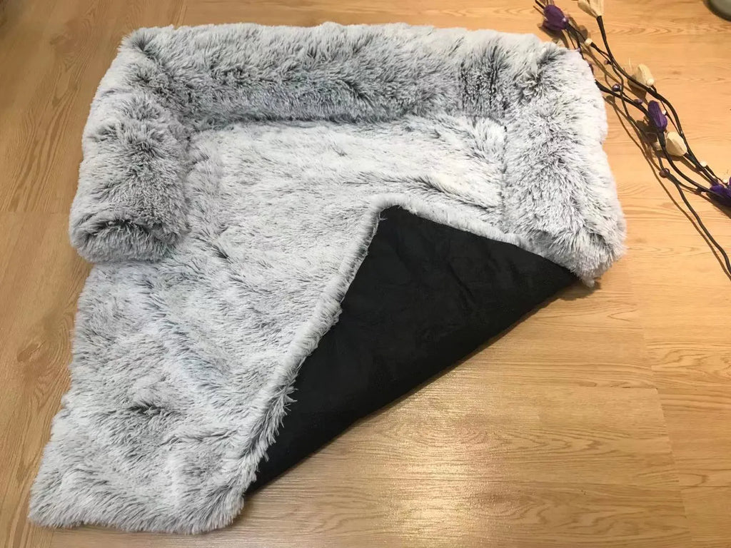 Plush removable washable cotton blanket pet nest in gradient grey, 102x90x20cm size