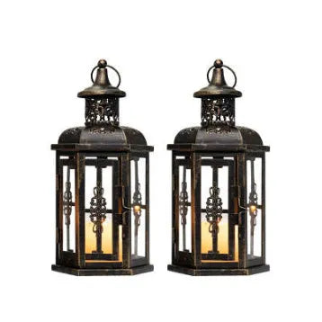 Black retro metal and glass candle holder for home, hotel, restaurant and gift decoration