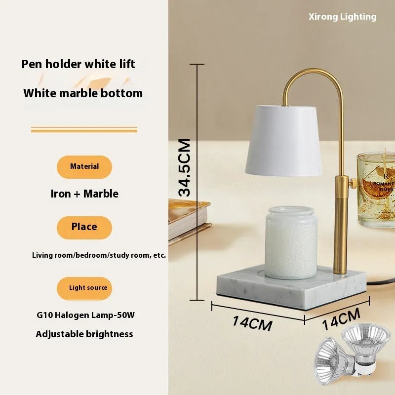 Modern simplicity fragrance lamp with pen holder white and log bottom, melting candle light effect