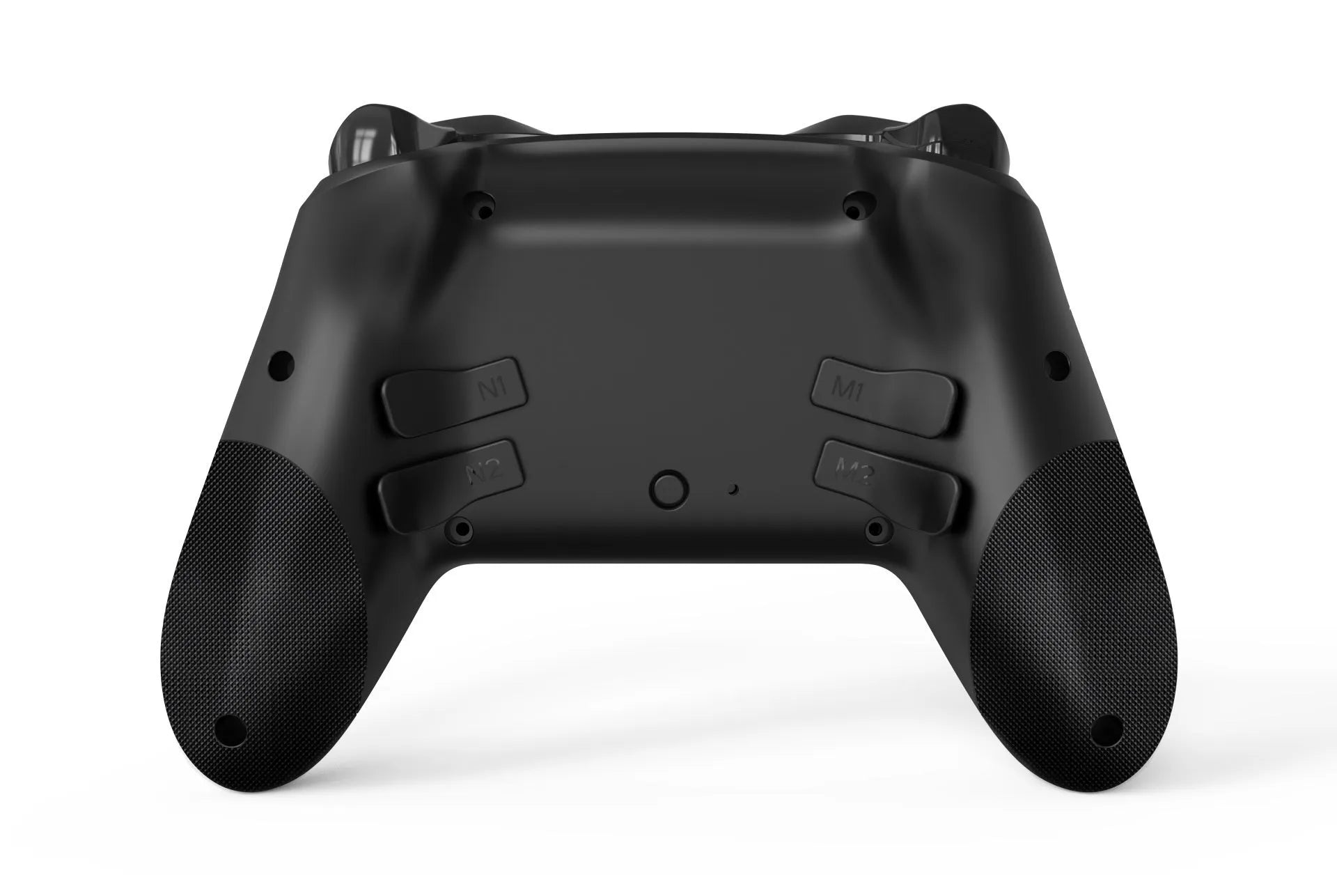 Black ABS plastic wireless game controller with textured grip for Nintendo, PC, and mobile.