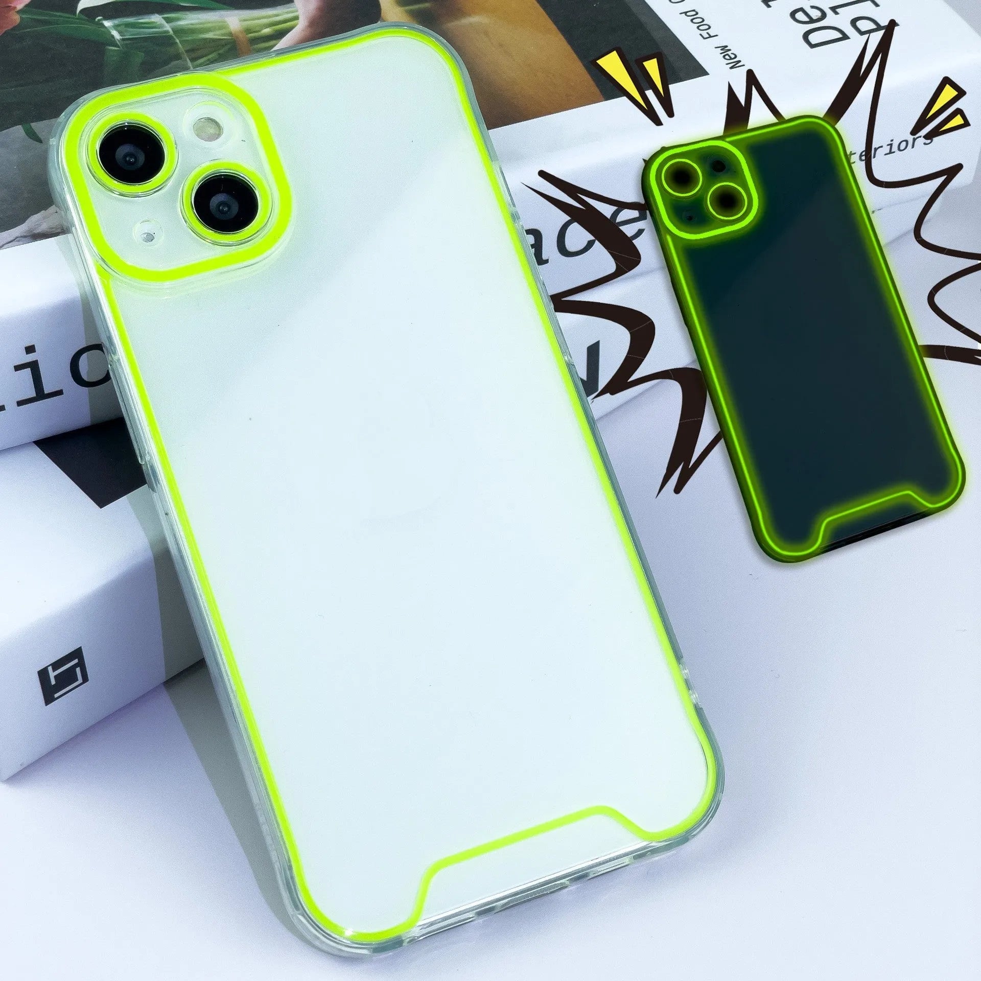 Glow in the dark soft TPU iPhone case in multiple colours for iPhone 14, 13, 12, and 11 models