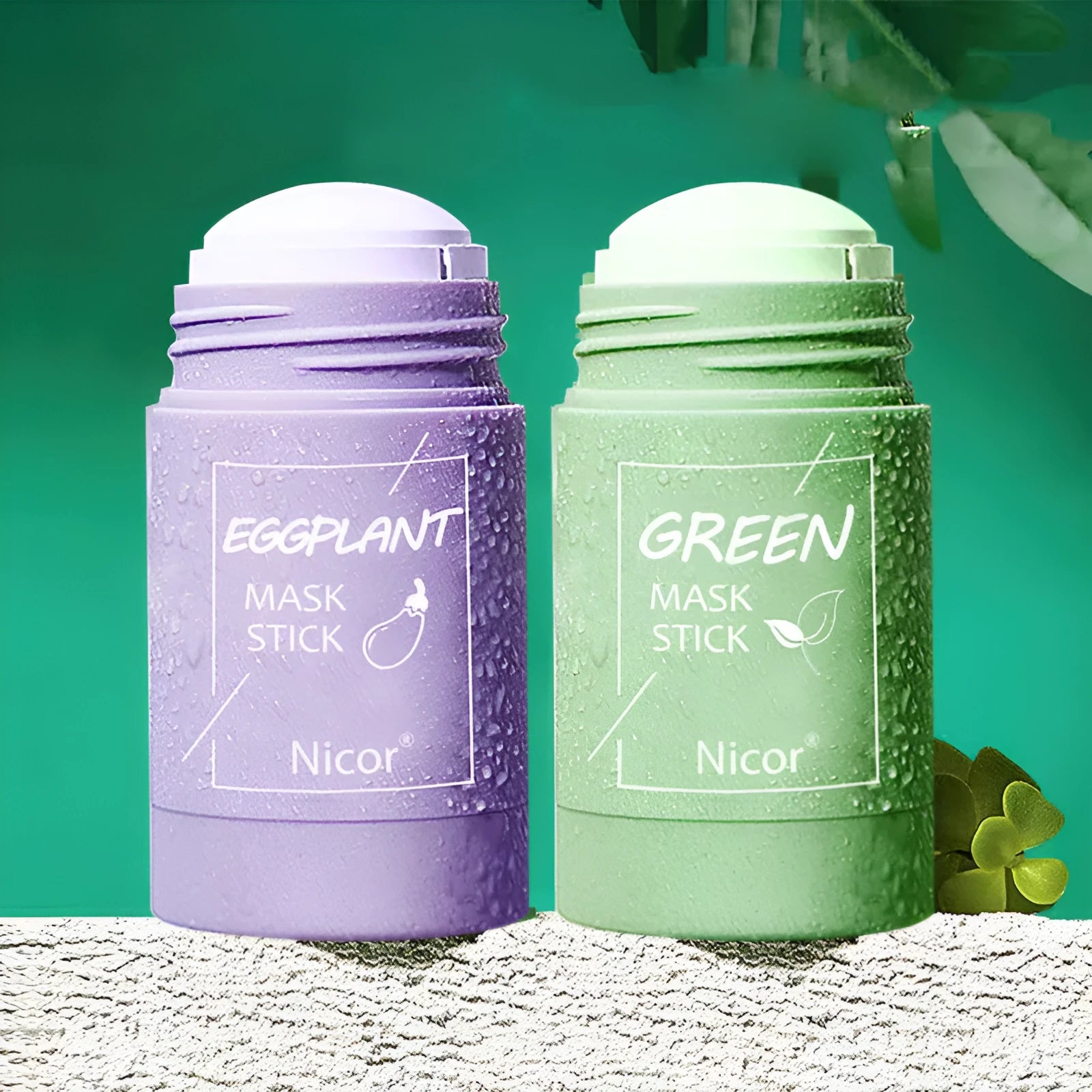 Green tea and eggplant solid clay stick face mask for oil control and anti-acne skincare
