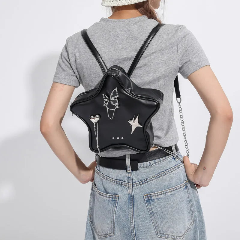 Women's soft PU messenger bag convertible to mini backpack in black, white, or silver colours