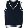 Women's V-neck waistcoat sweater with striped stitching detail in slim fit pullover style