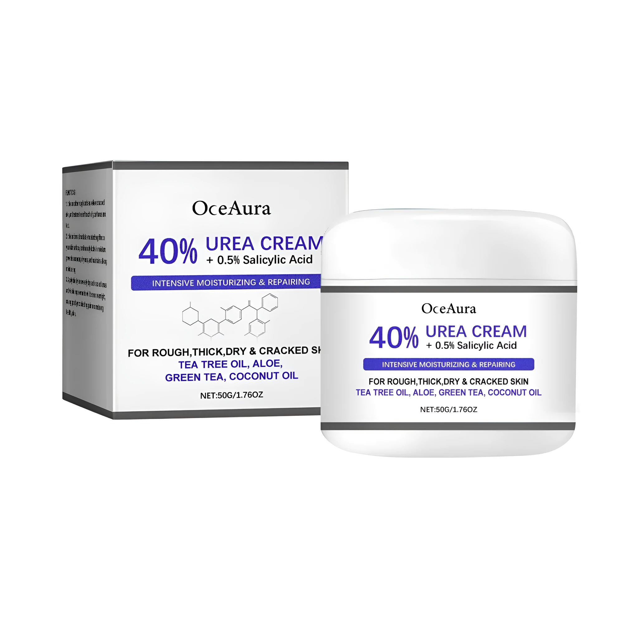50g jar of anti-cracking hand and foot cream with urea and salicylic acid