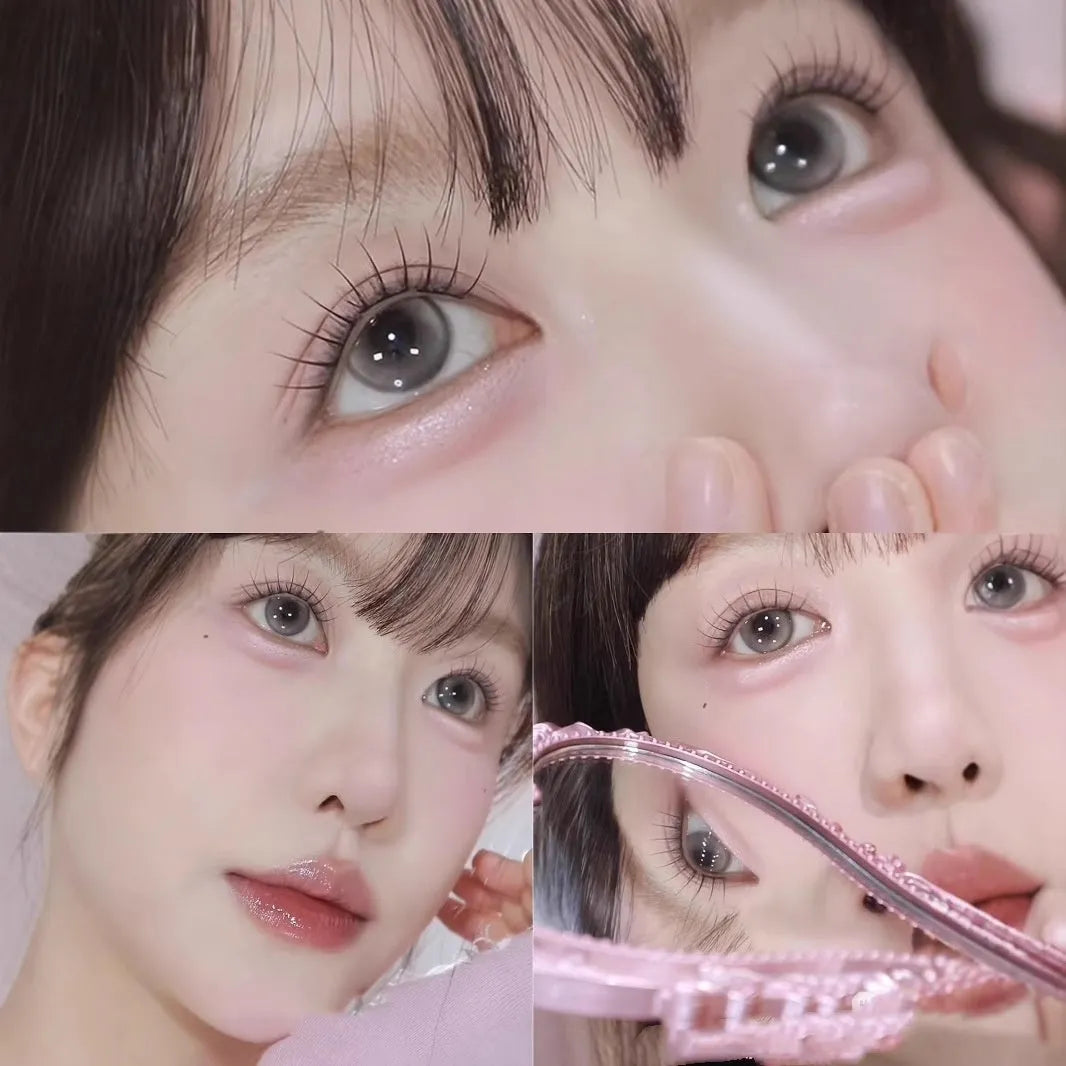 Reusable false eyelash clusters in artificial fibre with glue and application tweezers