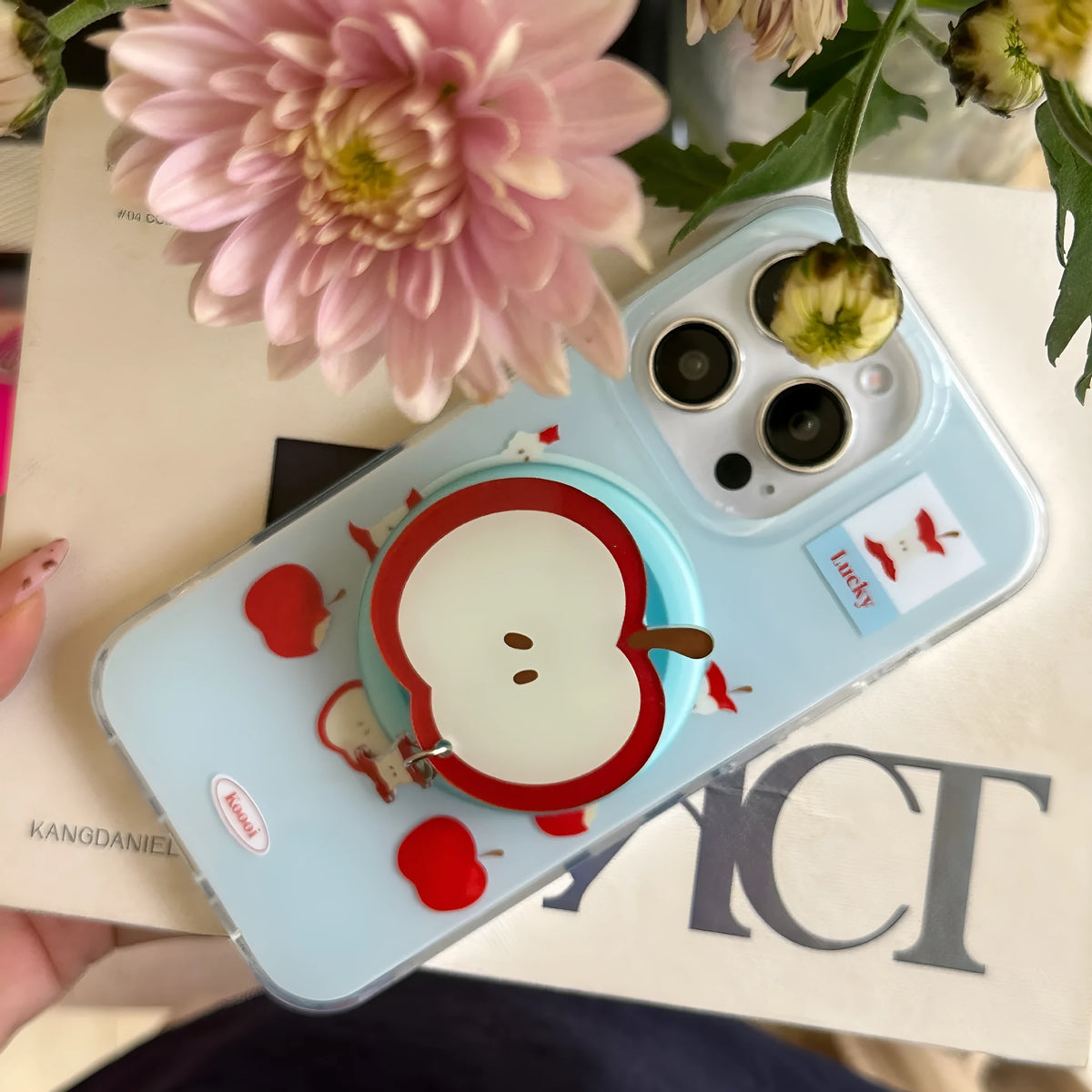 Blue magnetic TPU phone case for Apple iPhone 13-16 series with embossed back