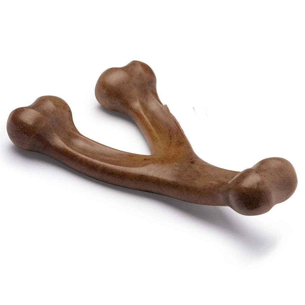 Dark brown nylon dog chew stick molar rod measuring 170mm x 130mm on a neutral background