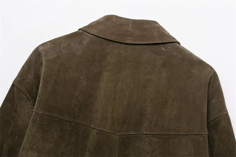 Women's PU leather jacket in regular fit with Japanese Korean casual style design