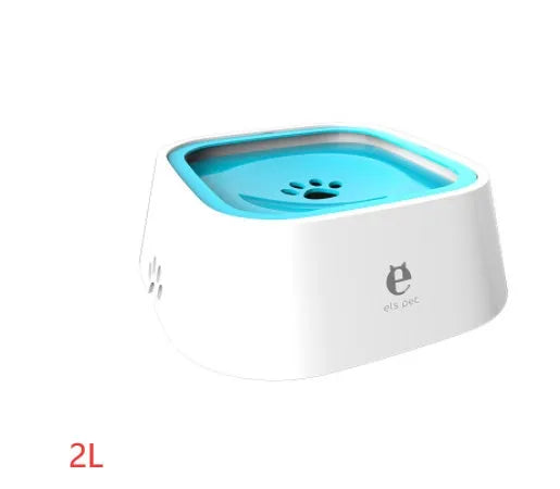 1.5L grey pet water bowl with floating plate, ABS and PP construction, anti-overflow design