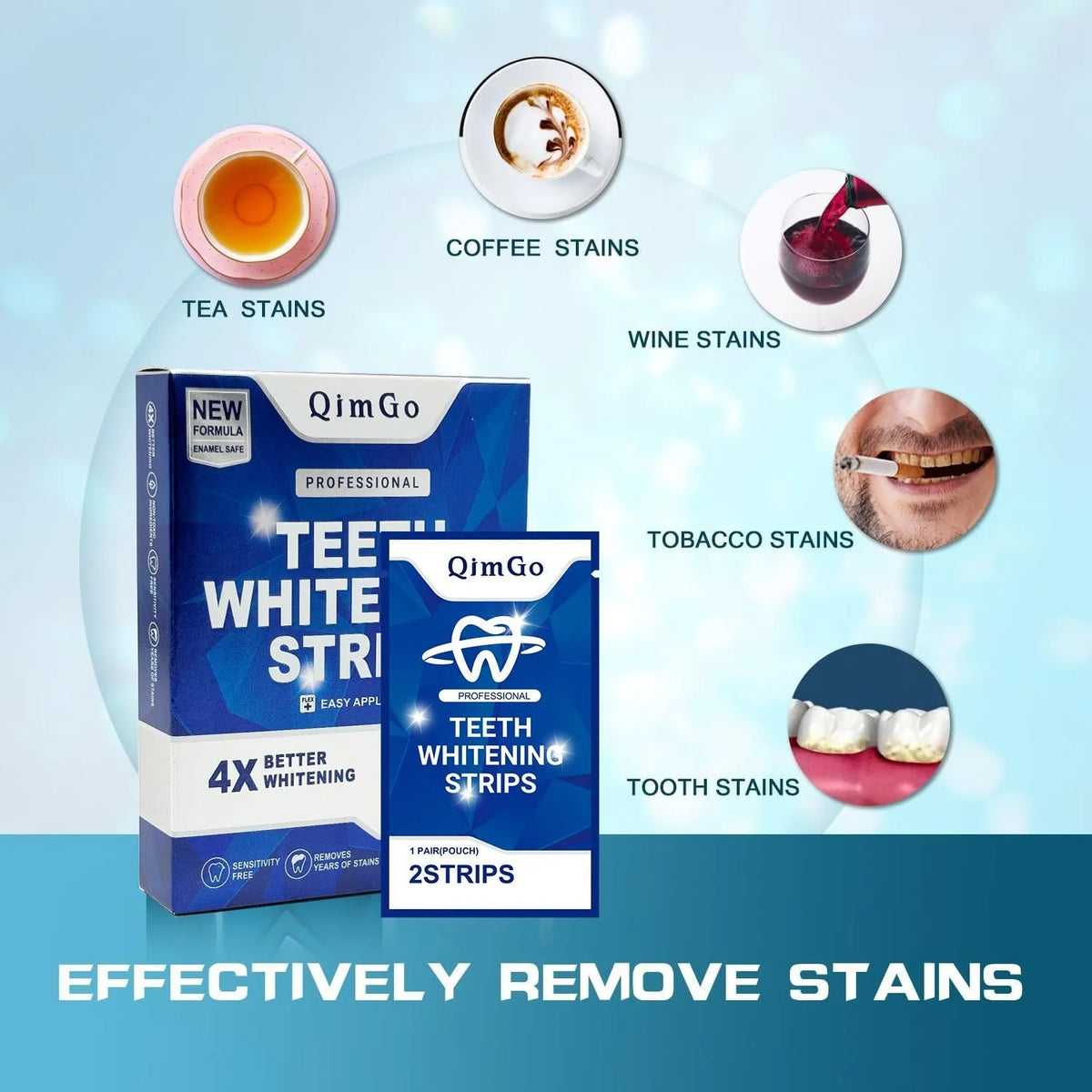 Teeth whitening strips convenient easy home kit for stain removal enamel safe 14 pairs