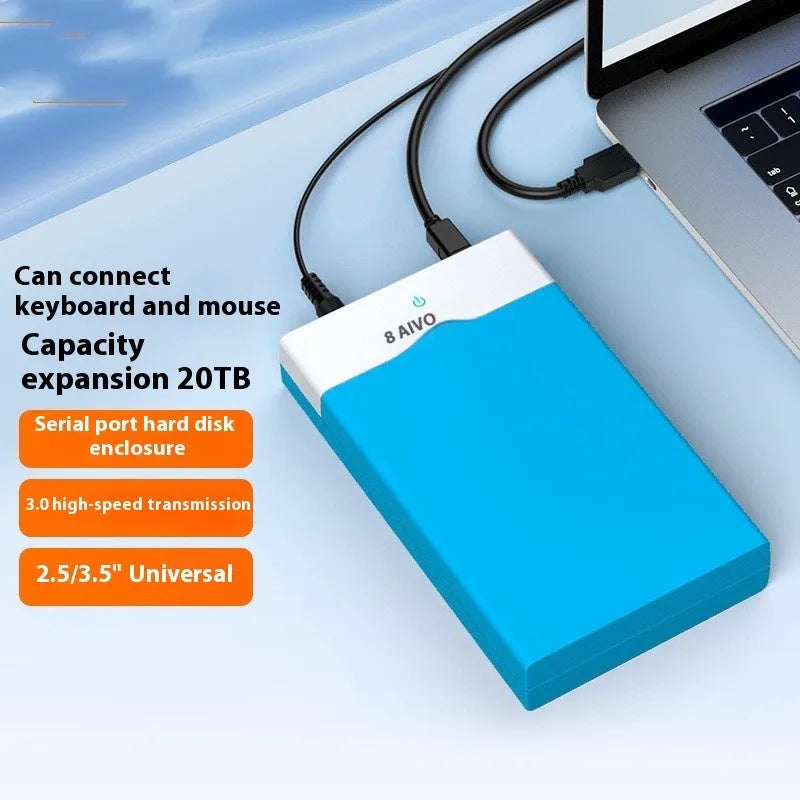3.5 inch USB SATA hard disk enclosure with slide cover in black and silver colour
