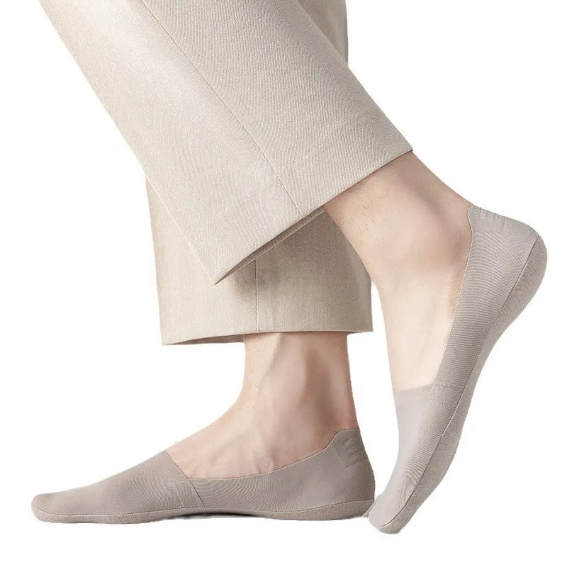 Men's invisible seamless low-cut socks in seven colours with pure cotton footbed