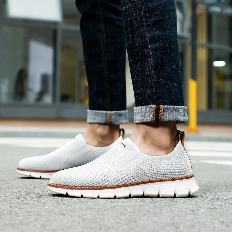 Men's non-slip running walking shoes in white with lace-up closure, artificial PU upper, and rubber sole