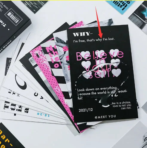 Box containing two fresh-style postcard designs: Time Has Not Yet Come and Warm Air Not Exhausted.