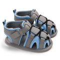 Toddler summer baotou sandals with soft sole and cotton upper in blue orange red white