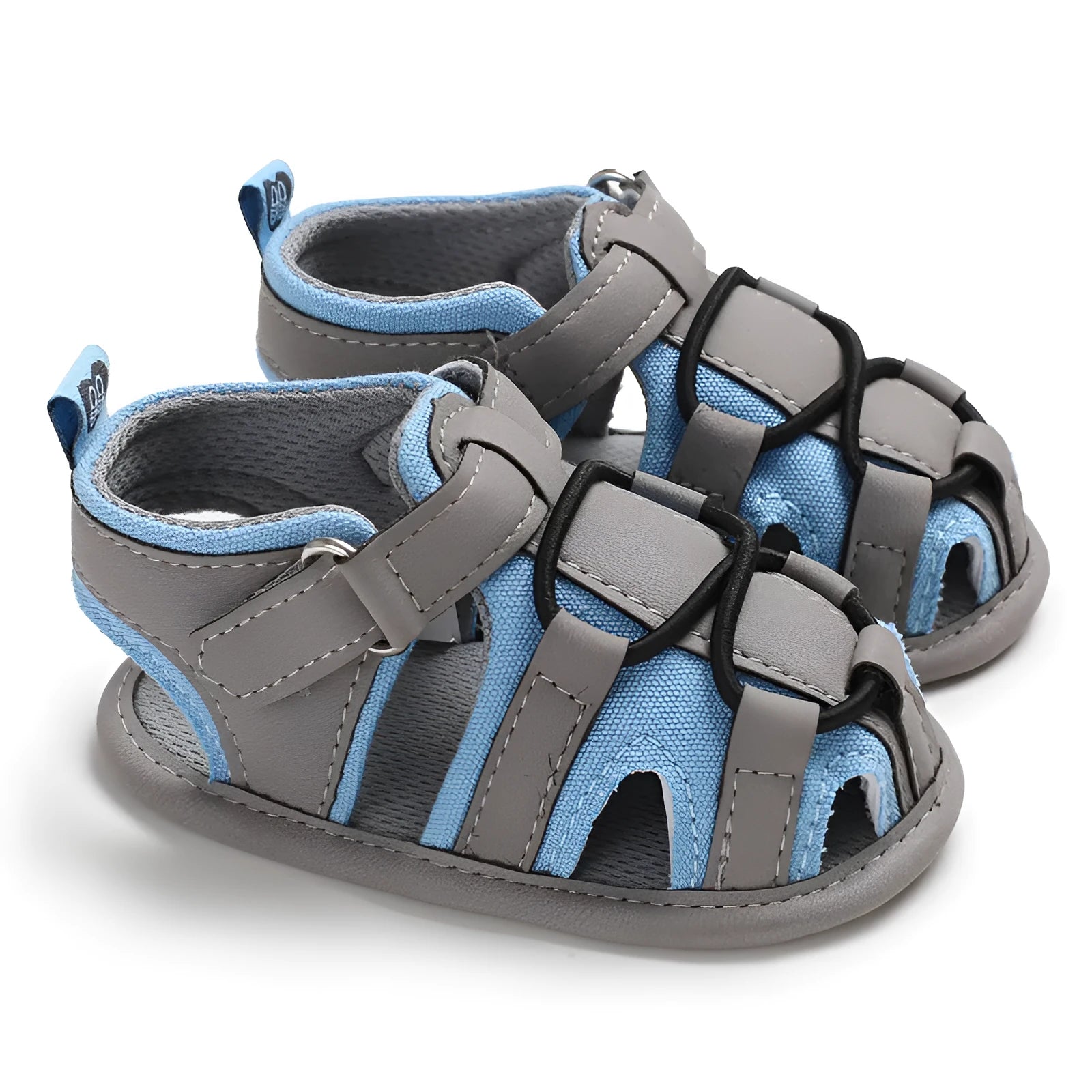 Toddler summer baotou sandals with soft sole and cotton upper in blue orange red white